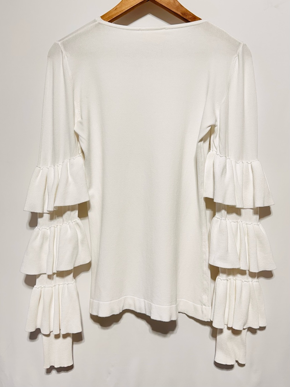 VICOLО White Tiered Ruffle Sleeve Top Made in Italy S/M